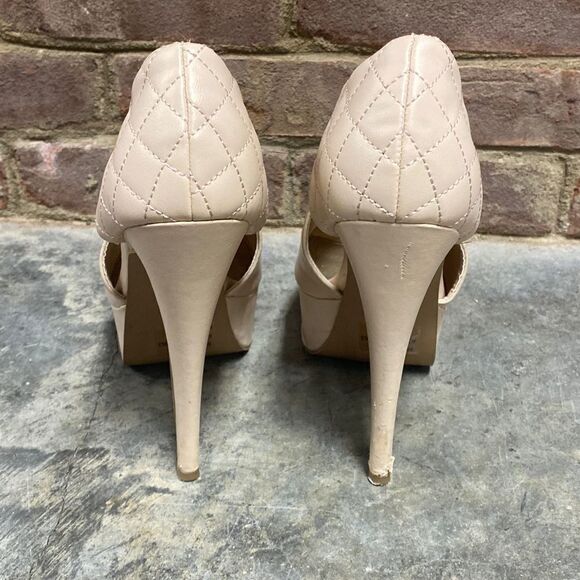 Charlotte Russe Nude Peep Toe Platform Stiletto Heels Size 8 - Picture 4 of 10